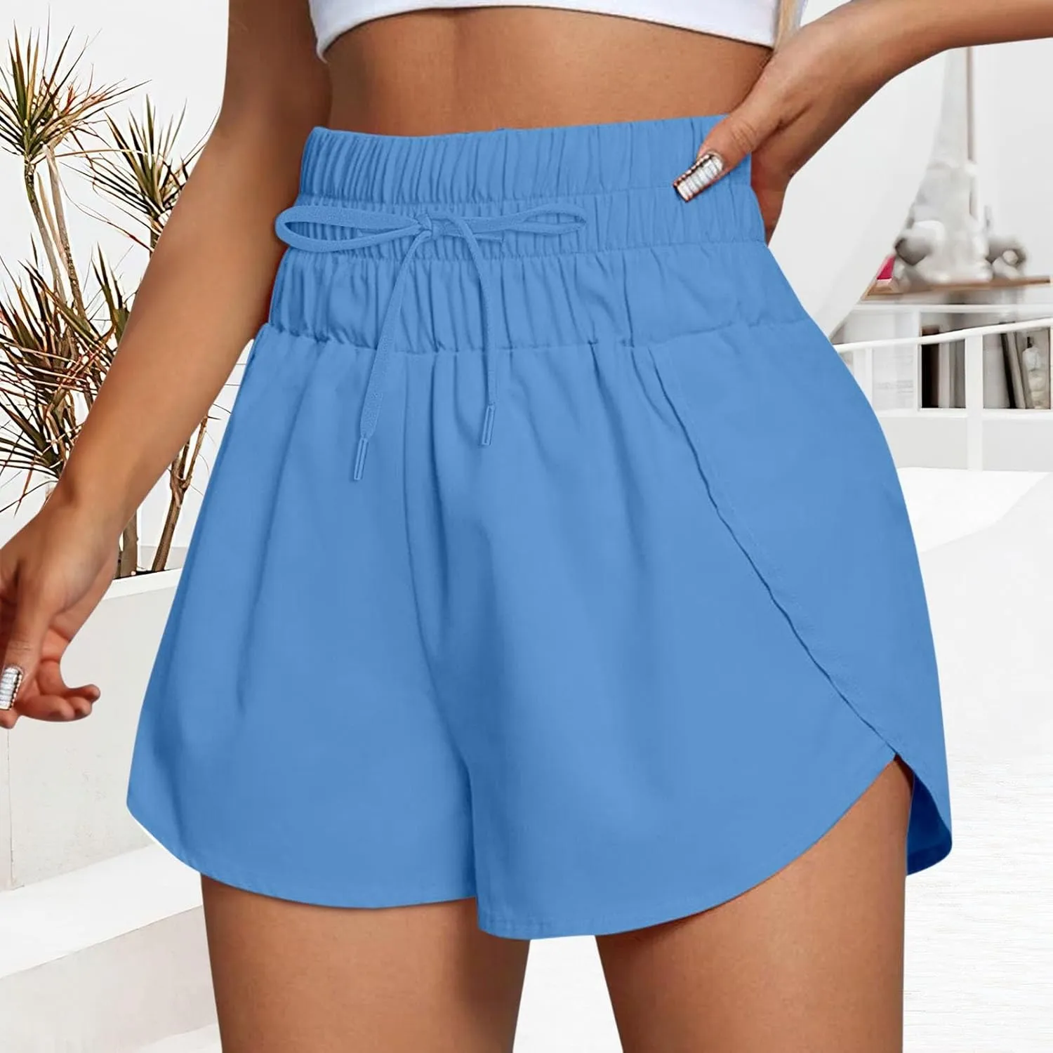 2 in 1 High Waisted Running Shorts for Women 3" Split Breathable for Athletic Tennis Gym Workout with Pockets