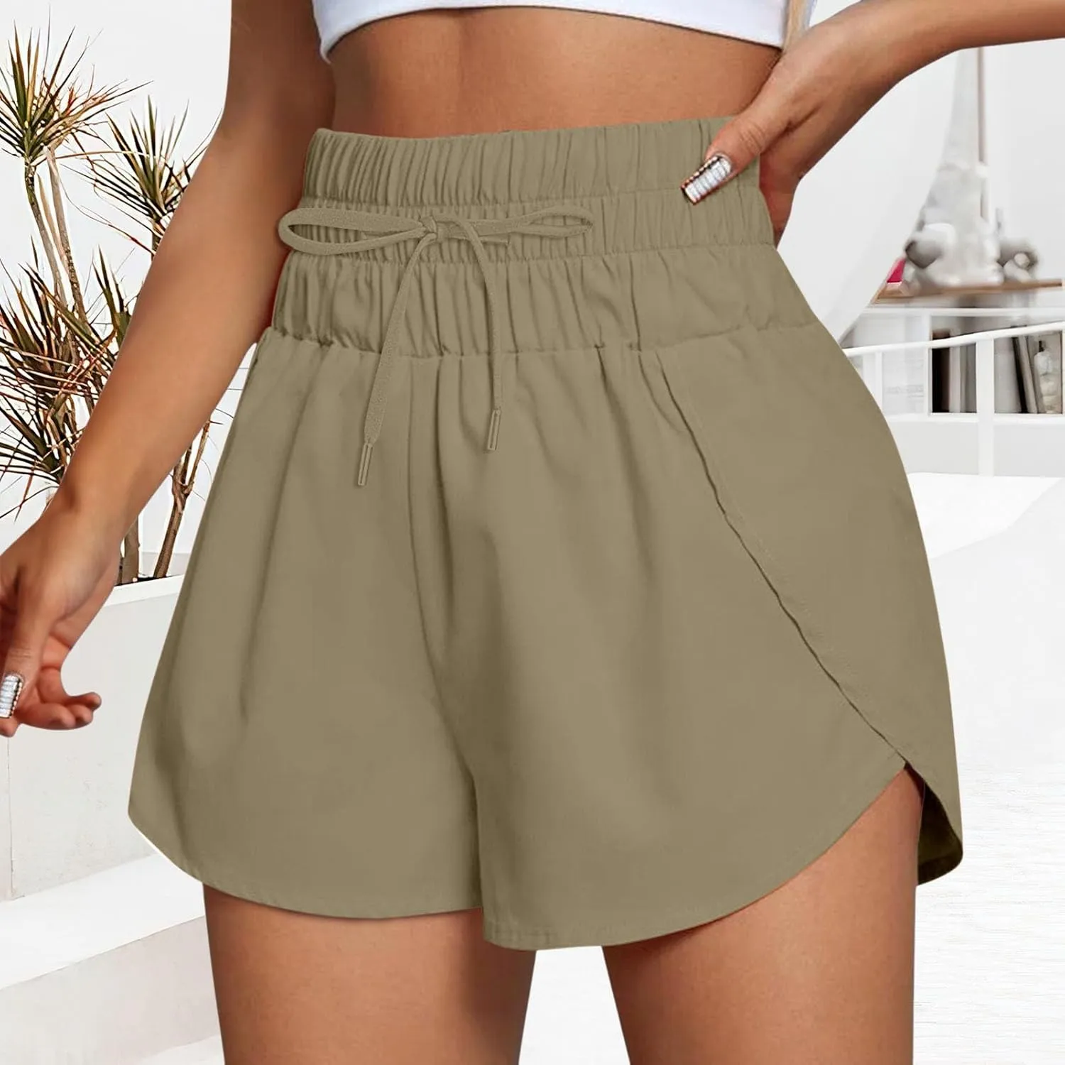 2 in 1 High Waisted Running Shorts for Women 3" Split Breathable for Athletic Tennis Gym Workout with Pockets