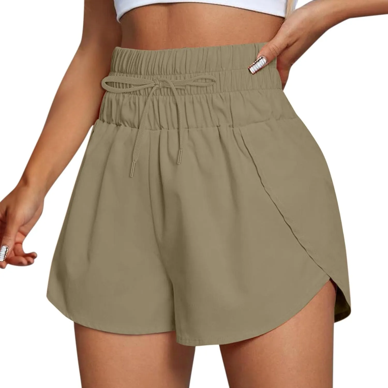 2 in 1 High Waisted Running Shorts for Women 3" Split Breathable for Athletic Tennis Gym Workout with Pockets