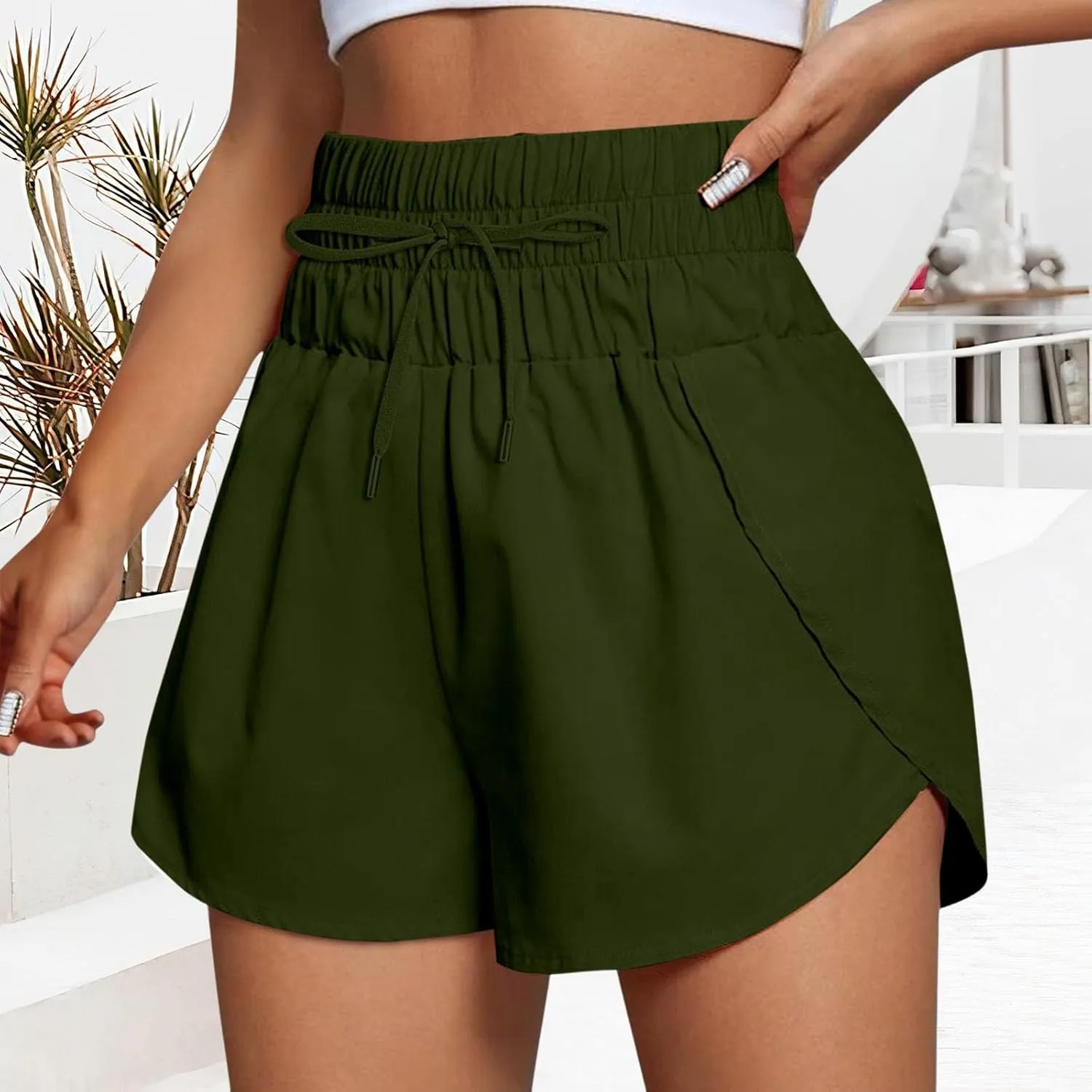 2 in 1 High Waisted Running Shorts for Women 3" Split Breathable for Athletic Tennis Gym Workout with Pockets