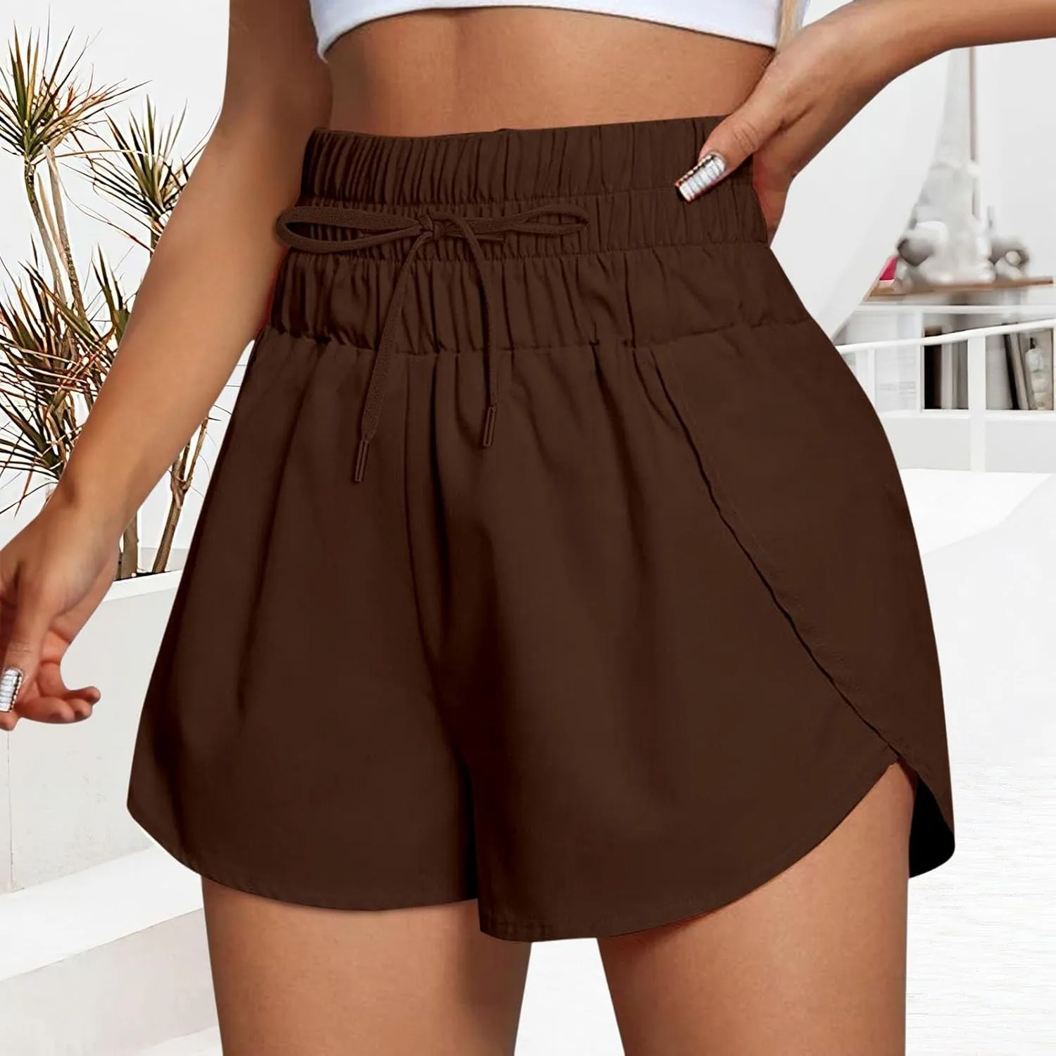 2 in 1 High Waisted Running Shorts for Women 3" Split Breathable for Athletic Tennis Gym Workout with Pockets