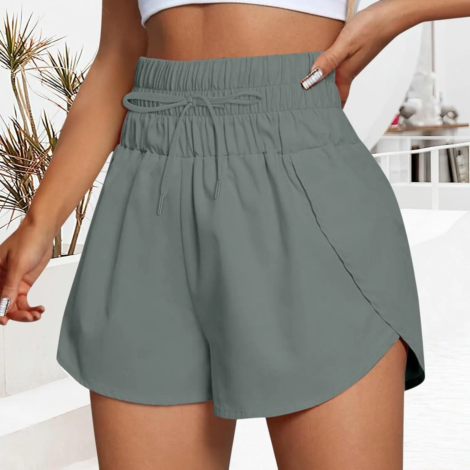 2 in 1 High Waisted Running Shorts for Women 3" Split Breathable for Athletic Tennis Gym Workout with Pockets