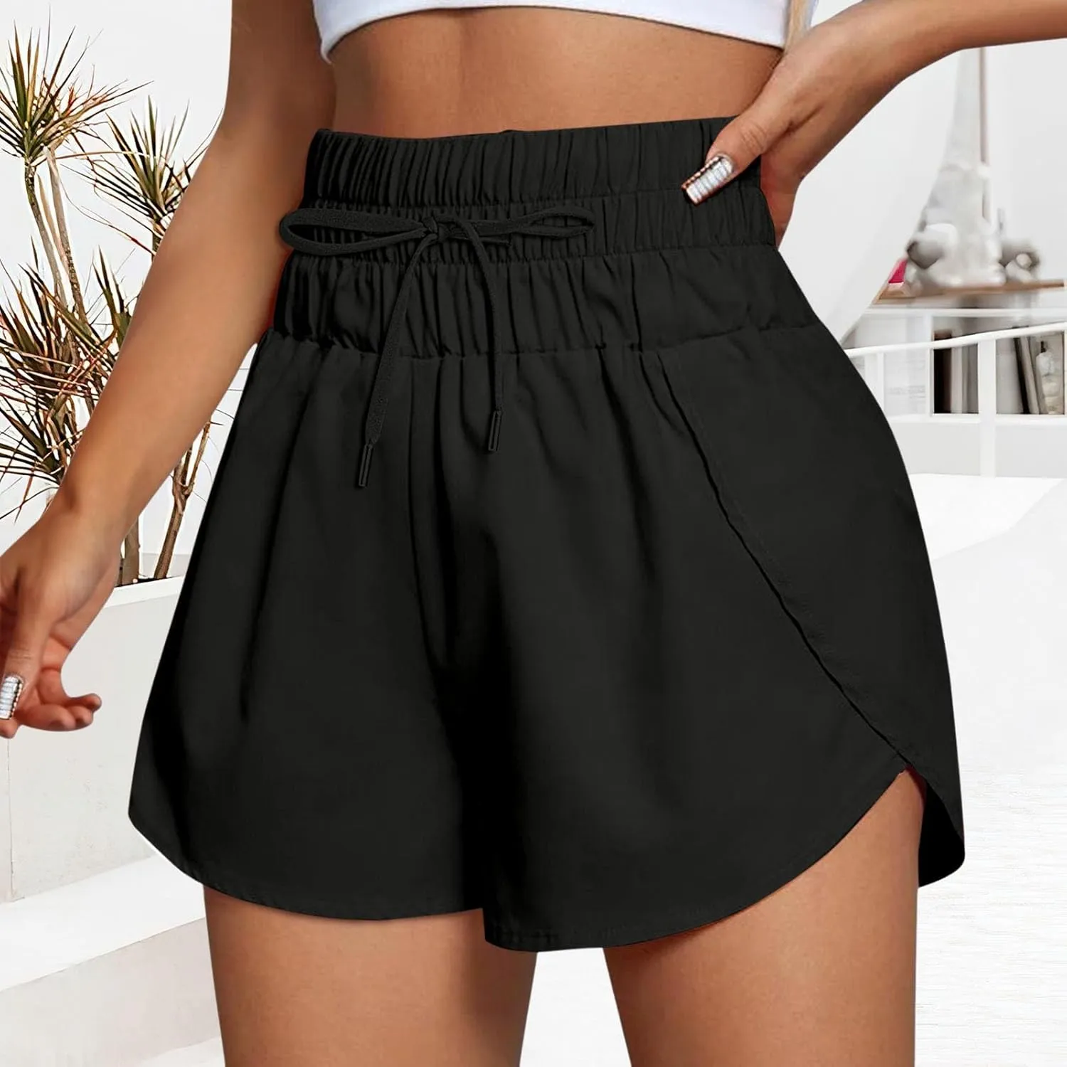 2 in 1 High Waisted Running Shorts for Women 3" Split Breathable for Athletic Tennis Gym Workout with Pockets