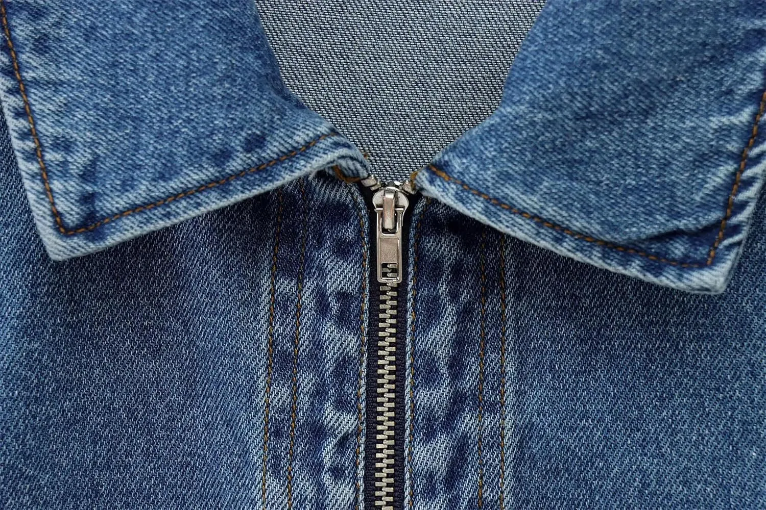 2025 Womens Fashion Turn Down Collar Front Zipper Fly Casual Denim Shirts Solid High Street Jeans Smock Blouses