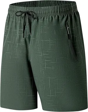 Active Sport Shorts for Men Baggy Bodybuilding Quick Dry Running Shorts Breathable Athletic Short with Zipper Pockets
