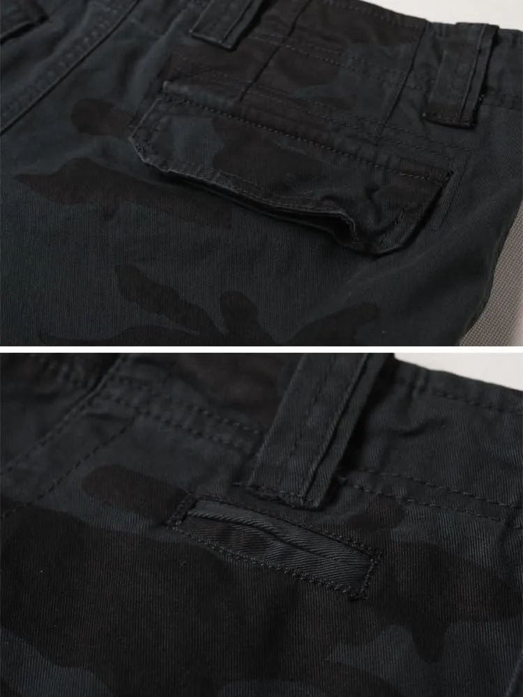 AKARMY Men's Cotton Casual Multi Pocket Outdoor Camouflage Shorts Twill Camo Cargo Shorts(No Belt)