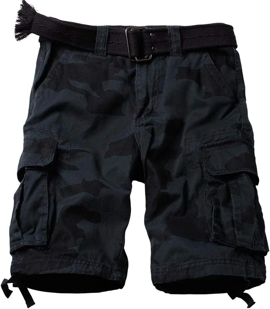 AKARMY Men's Cotton Casual Multi Pocket Outdoor Camouflage Shorts Twill Camo Cargo Shorts(No Belt)