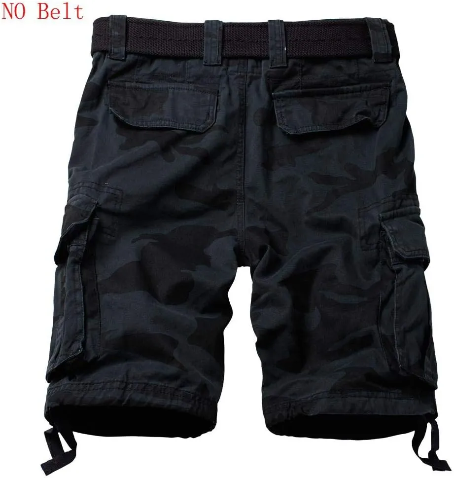 AKARMY Men's Cotton Casual Multi Pocket Outdoor Camouflage Shorts Twill Camo Cargo Shorts(No Belt)