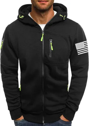 American Flag Hoodies for Men Zip up Lightweight Hoodie Sweatshirt Casual Fashion Jackets Fall Top with Zipper Pocket