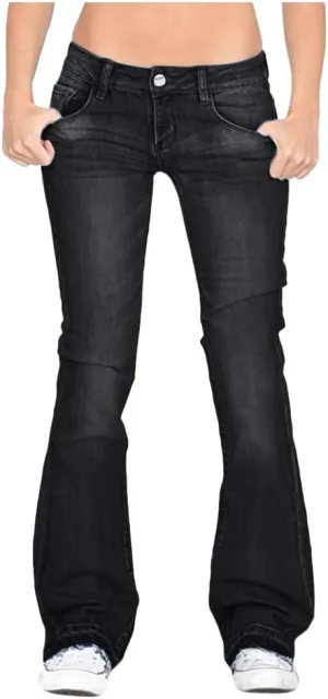AMIMOJY Bell Bottom Jeans for Women High Waisted Stretch Flare Pants 5 Button Skinny Boot Cut Jean