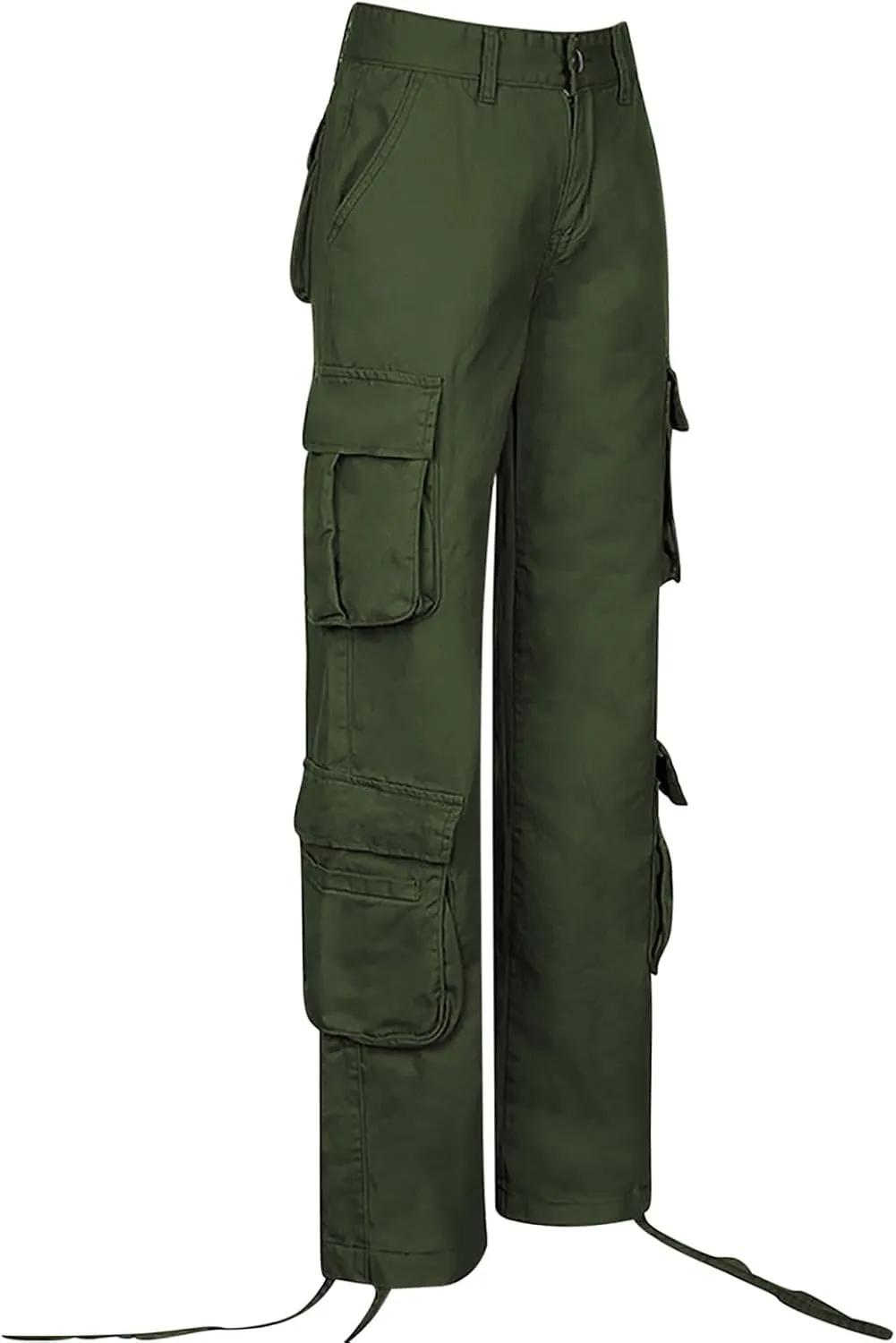 Anjikang Parachute Cargo Pants for Women Y2K Teen Girls Trendy Low Waist Wide Leg Cargos Multi Pockets Travel Hiking Trousers