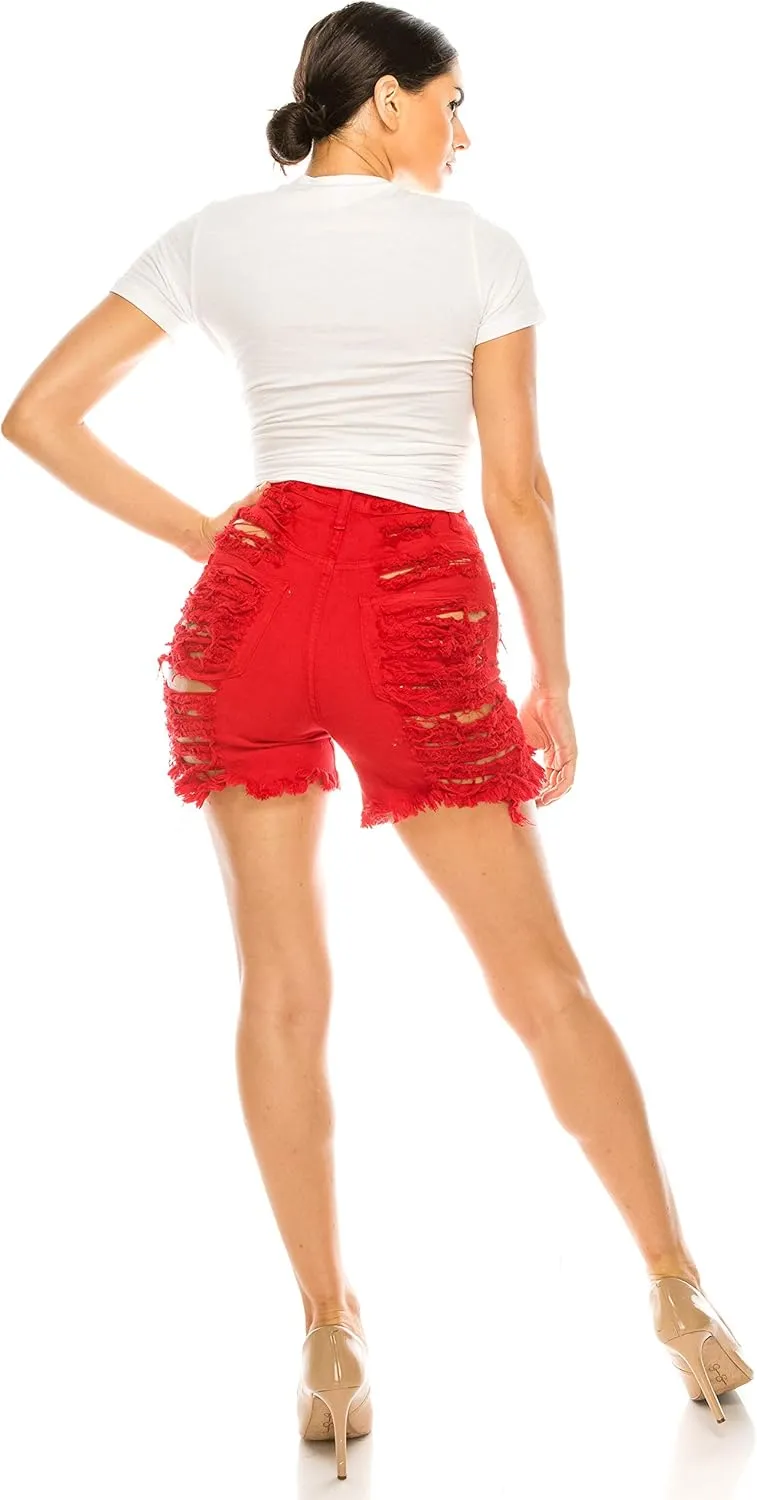 Aphrodite Ripped Denim Shorts Jeans - Women's Destroyed Distressed Denim Short Pants