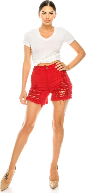 Aphrodite Ripped Denim Shorts Jeans - Women's Destroyed Distressed Denim Short Pants