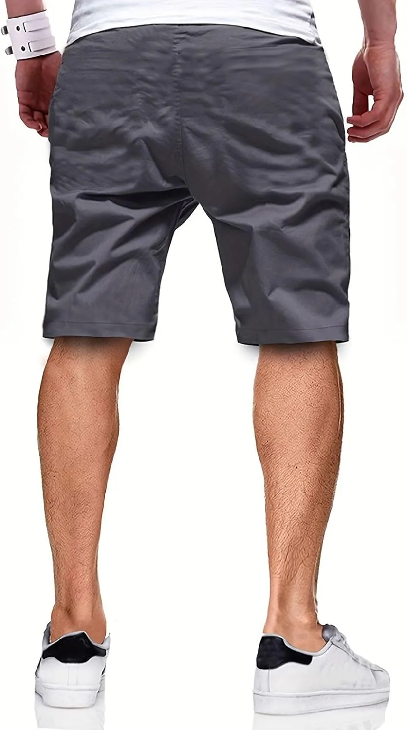 Athletic Shorts for Men Elastic Waist Stretch Casual Summer Shorts Plus Size Baggy Classic Lightweight Chino Beach Pants