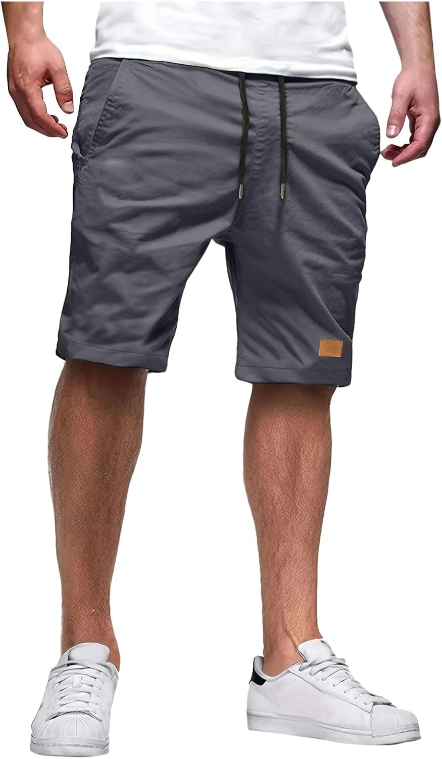 Athletic Shorts for Men Elastic Waist Stretch Casual Summer Shorts Plus Size Baggy Classic Lightweight Chino Beach Pants