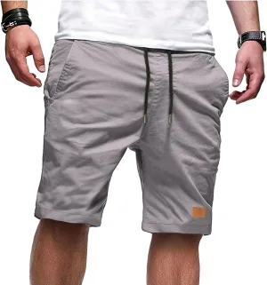 Athletic Shorts for Men Elastic Waist Stretch Casual Summer Shorts Plus Size Classic Lightweight Baggy Chino Beach Pants
