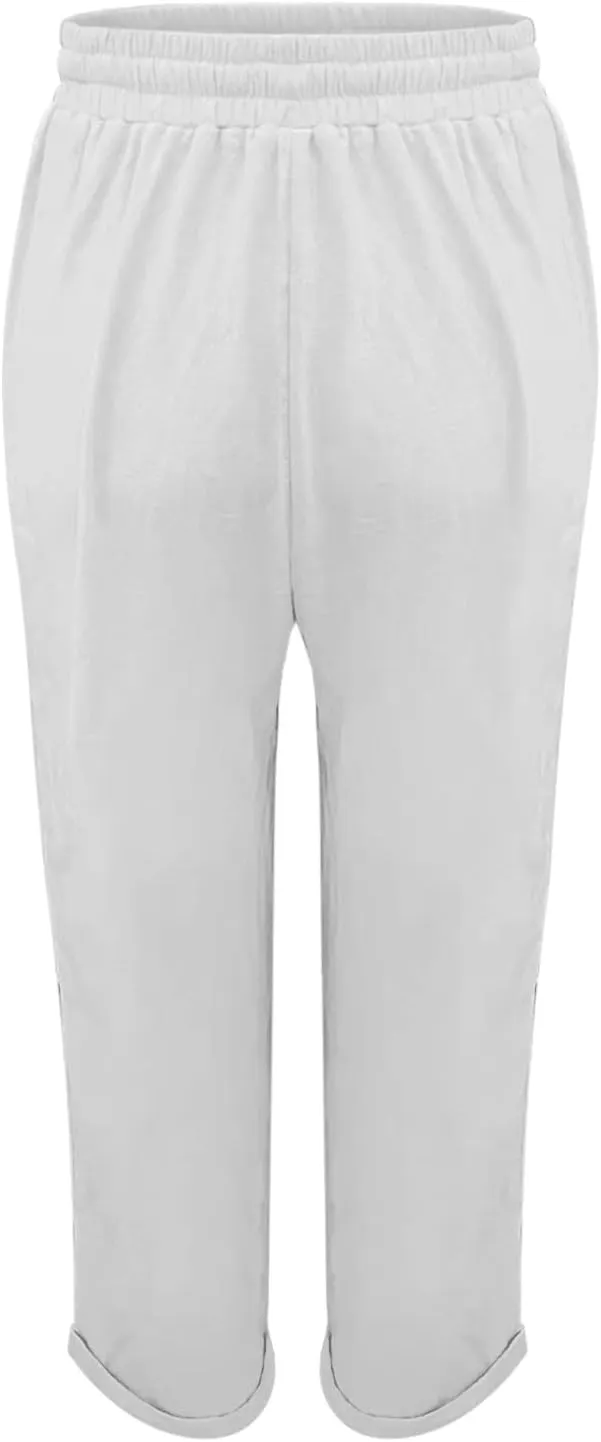 Baggy Linen Pants Women Summer Boho Lightweight High Waist Palazzo Pants Loose Comfy Straight Leg Pants with Pockets