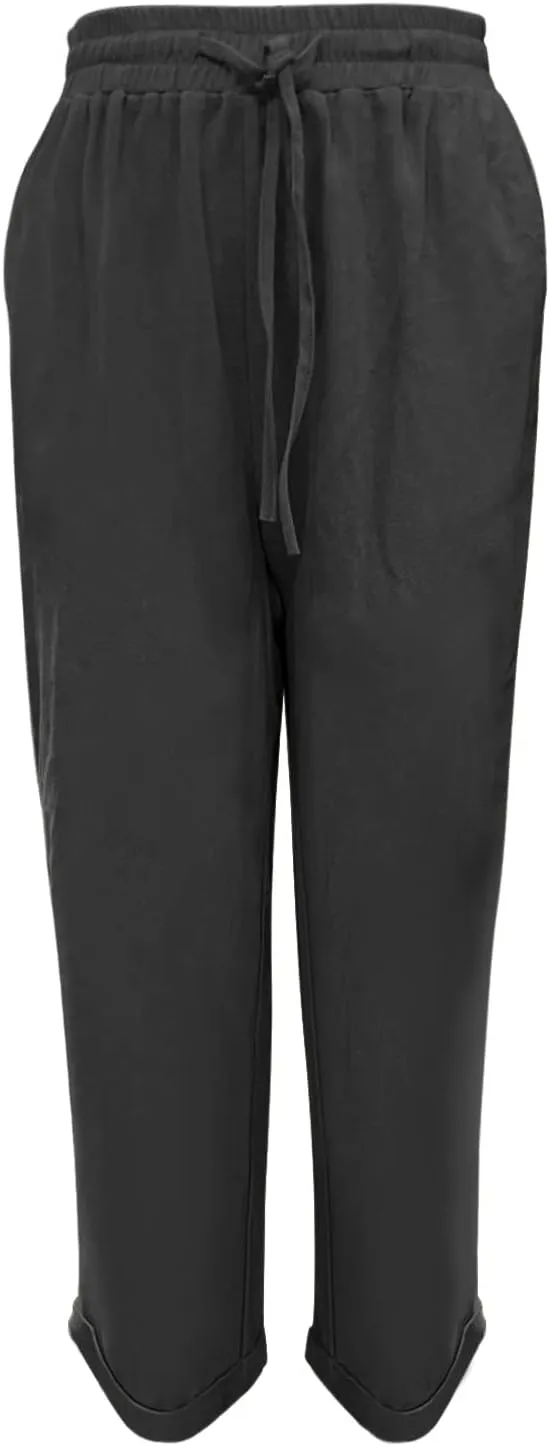 Baggy Linen Pants Women Summer Boho Lightweight High Waist Palazzo Pants Loose Comfy Straight Leg Pants with Pockets