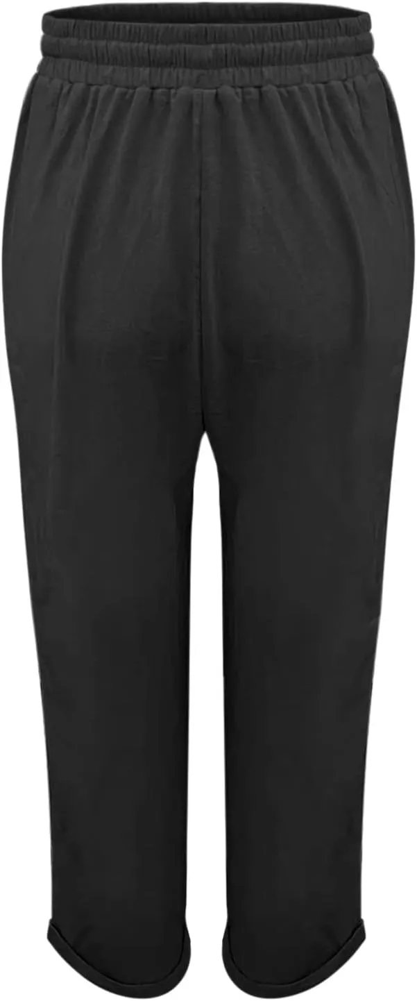 Baggy Linen Pants Women Summer Boho Lightweight High Waist Palazzo Pants Loose Comfy Straight Leg Pants with Pockets
