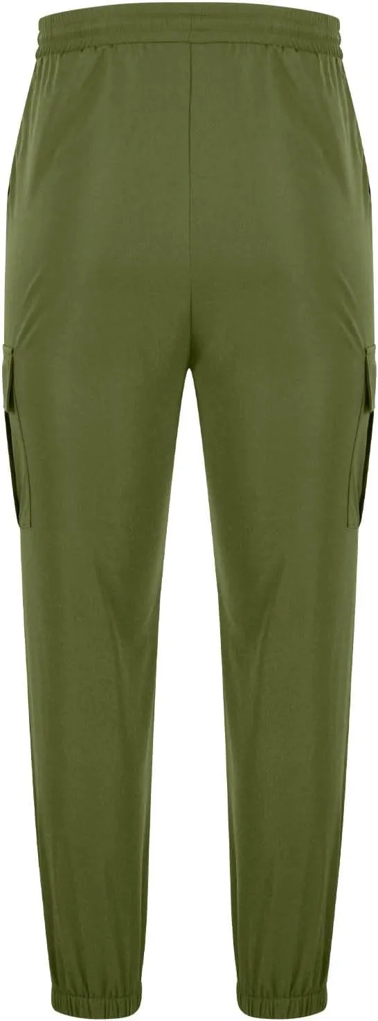 Bidobibo Cargo Pants for Men Slim Fit Elastic Waist Drawstring Pants Multi-Pocket Cargo Pants Ripstop Tactical Pants 2024