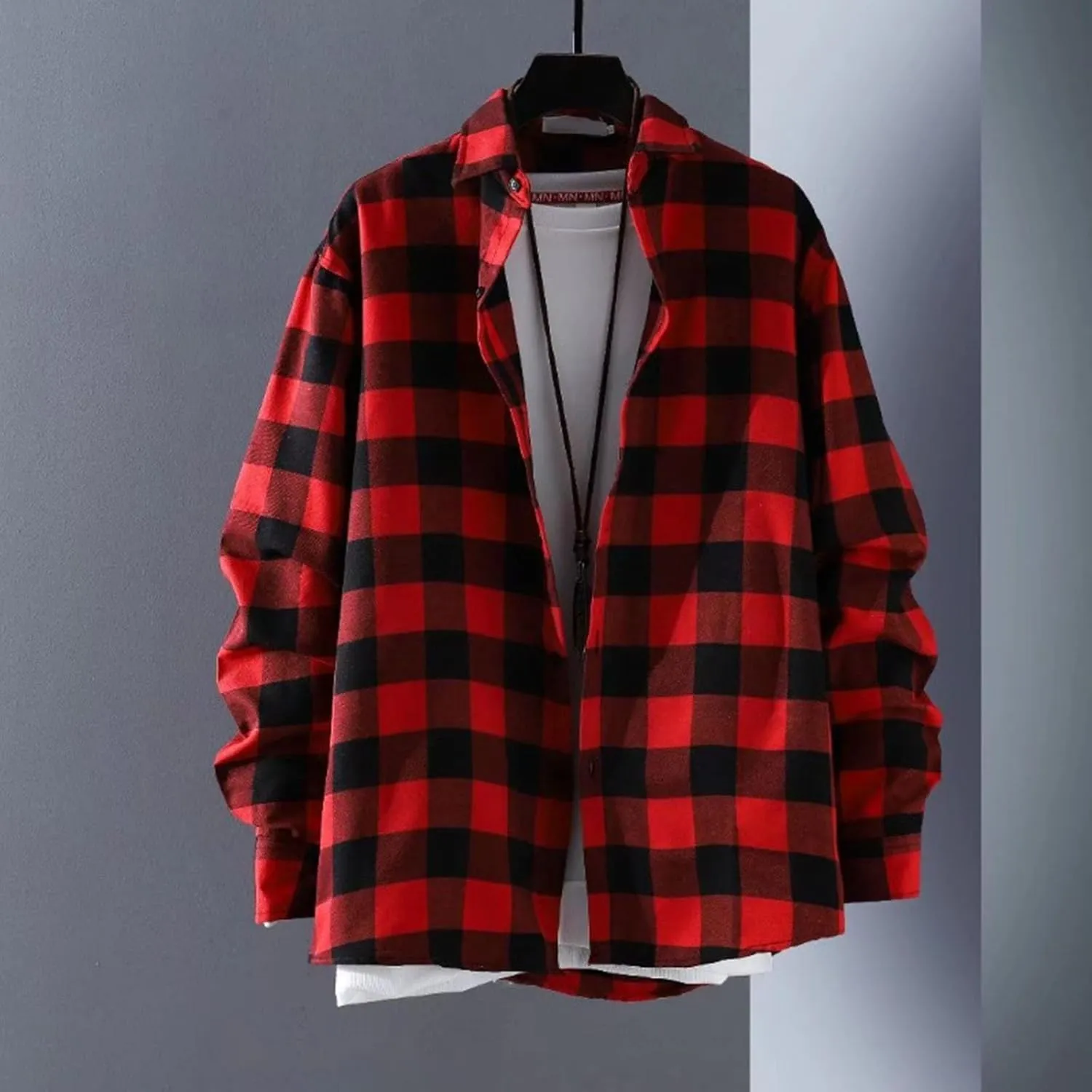 BIFUTON Flannel Shirt for Men Lightweight Button Down Long Sleeve Plaid Shirts Casual Stylish Workout Jackets Loose Cardigan