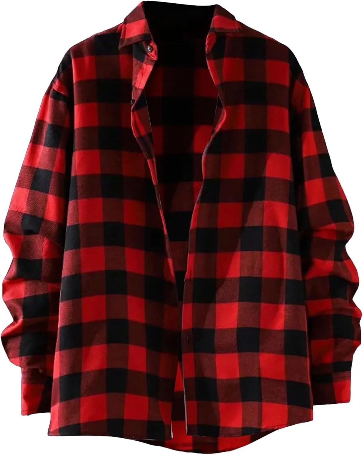 BIFUTON Flannel Shirt for Men Lightweight Button Down Long Sleeve Plaid Shirts Casual Stylish Workout Jackets Loose Cardigan