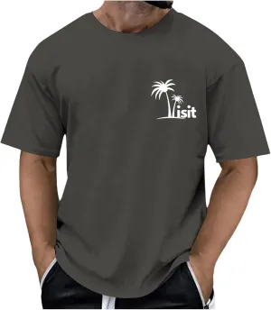 Big and Tall T-Shirts for Man Oversized Tropical Palm Print Tee Shirts Lightweight Quick Dry Summer Beach T Shirt