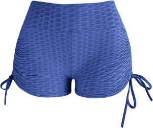 Bubble Jacquard Shorts Women High Waisted High-Stretch Irregular Side Drawstring Shorts Summer Trendy Casual Short