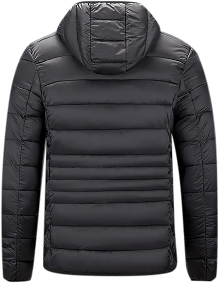 Cambkatl Big and Tall Men's Winter Puffer Down Jackets, Zip Up Warm Padded Quilted Insulated Coat with Hood & Pockets