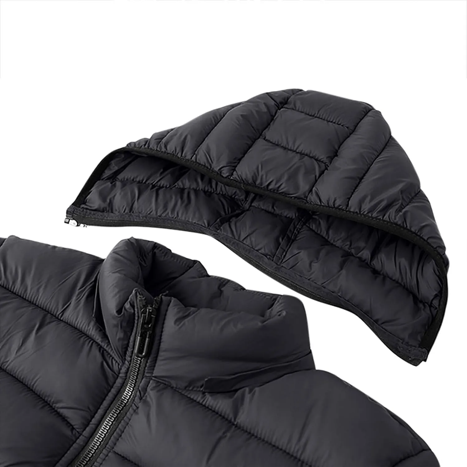 Cambkatl Big and Tall Men's Winter Puffer Down Jackets, Zip Up Warm Padded Quilted Insulated Coat with Hood & Pockets