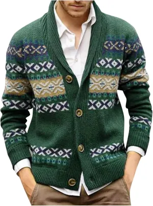 Cardigan Sweaters for Men Casual Slim Fit V Neck Button Up Knitted Sweatershirt Big and Tall Plus Size Cardigans Tops Green