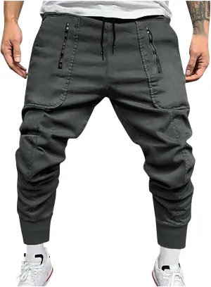 Cargo Pants Athletic Loose Work Drawstring Outdoor Jogger Casual Hiking Pant with Multi Pockets