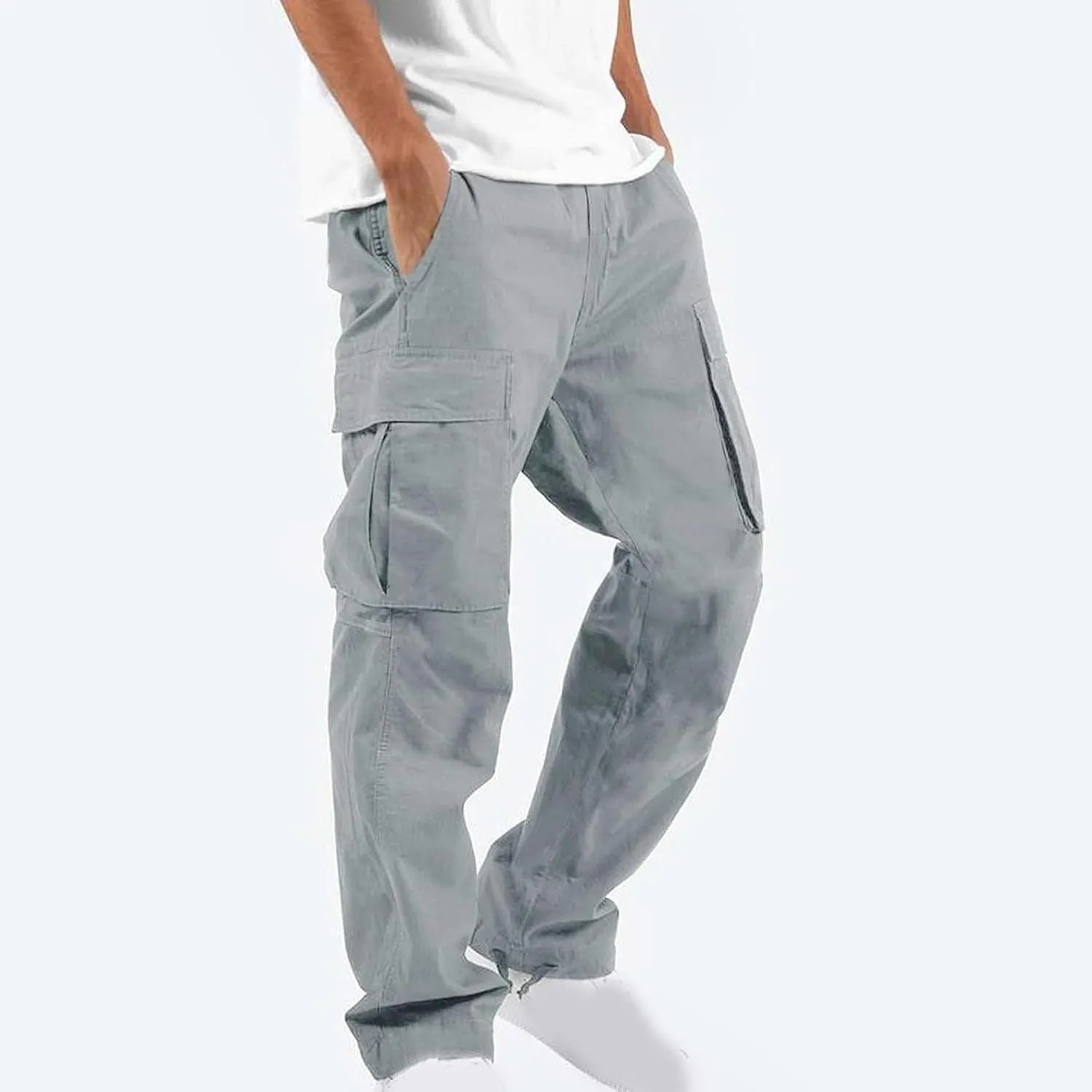 Cargo Pants for Men Big and Tall Baggy Sweatpants Drawstring Elastic Waist Pants Loose Fit Outdoor Sports Jogger