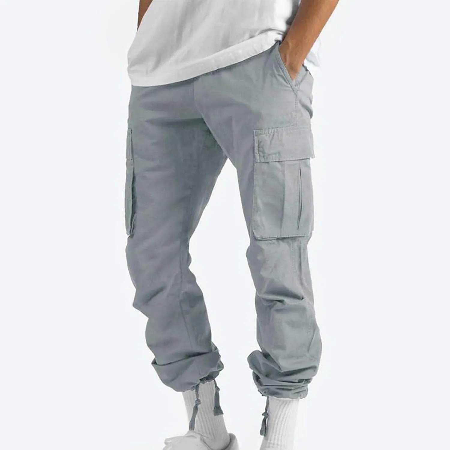 Cargo Pants for Men Big and Tall Baggy Sweatpants Drawstring Elastic Waist Pants Loose Fit Outdoor Sports Jogger