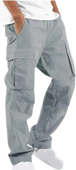 Cargo Pants for Men Big and Tall Baggy Sweatpants Drawstring Elastic Waist Pants Loose Fit Outdoor Sports Jogger