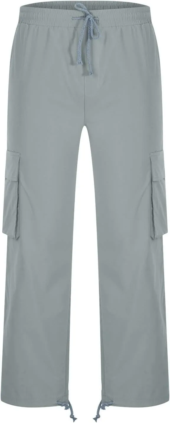 Cargo Pants for Men Big and Tall Baggy Sweatpants Drawstring Elastic Waist Pants Loose Fit Outdoor Sports Jogger