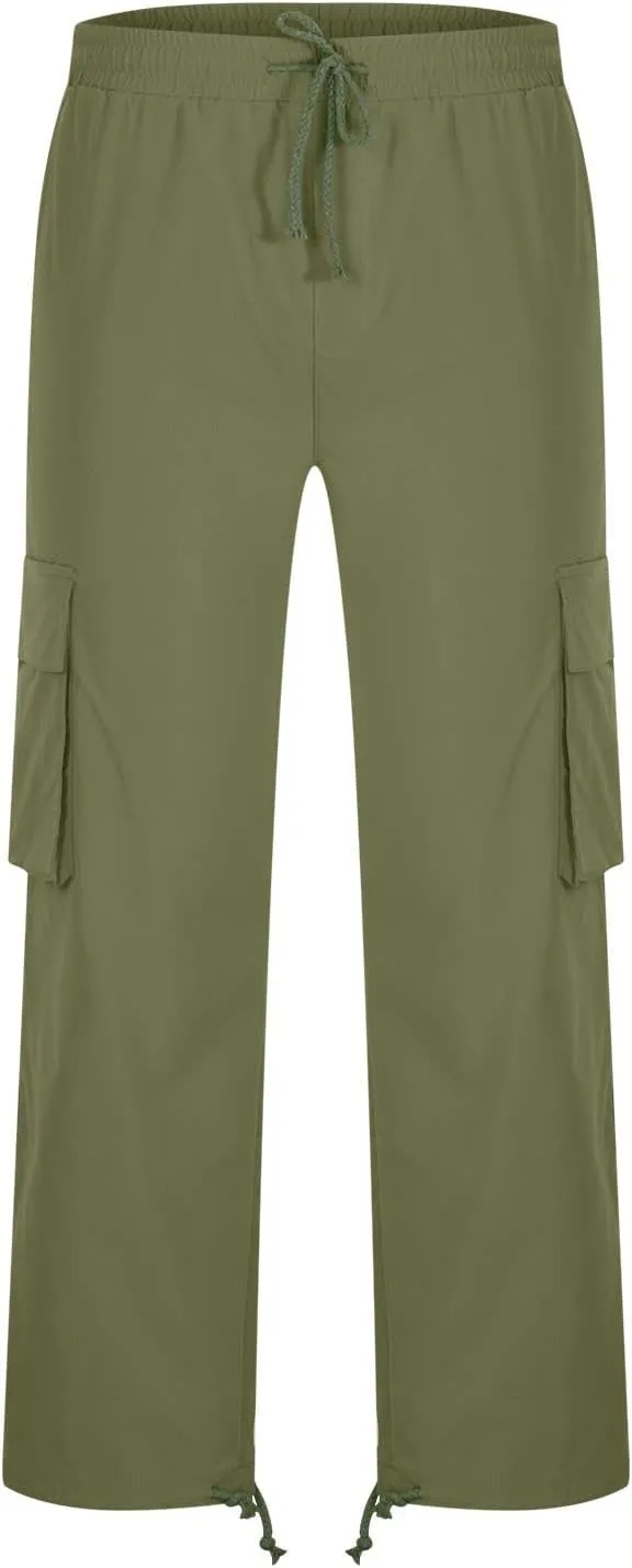 Cargo Pants for Men Drawstring Cargo Pants Workout Athletic Pants Elastic Waist Jogging Loose Straight Leg Work Pants