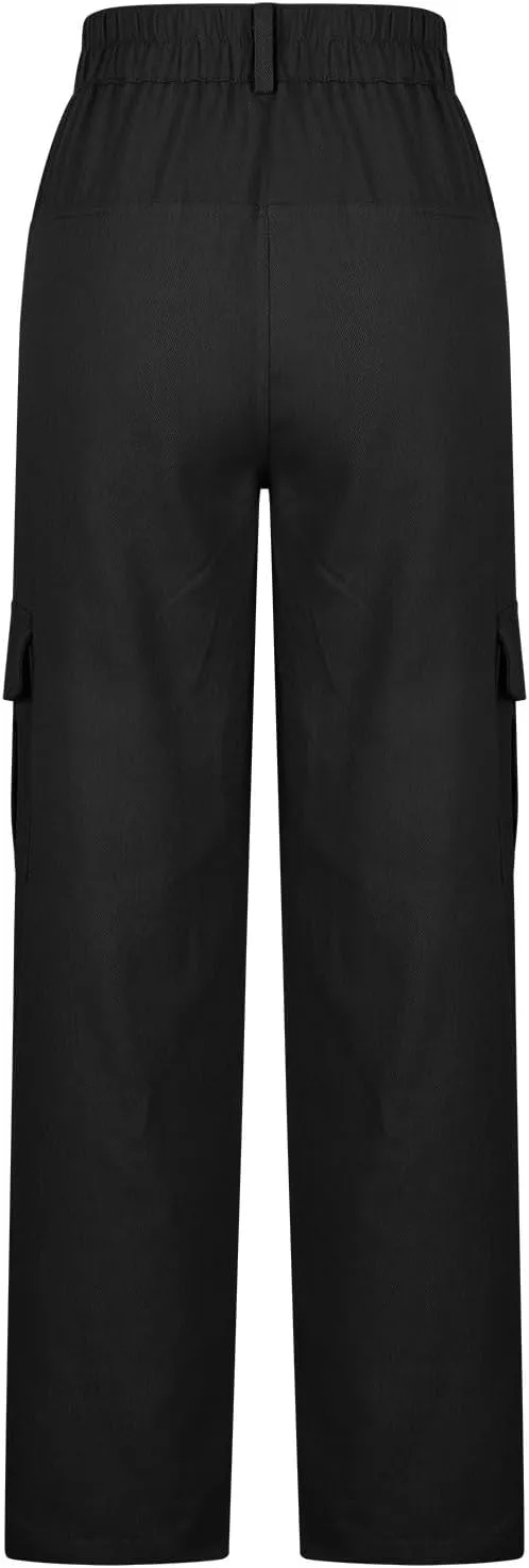 Cargo Pants for Women High Waisted Pants Baggy Stretchy Wide Leg Y2K Streetwear Multiple Pockets Fashion Cargo Jeans