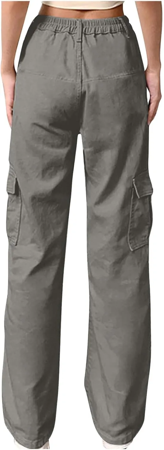 Cargo Pants for Women High Waisted Pants Baggy Stretchy Wide Leg Y2K Streetwear Multiple Pockets Fashion Cargo Jeans