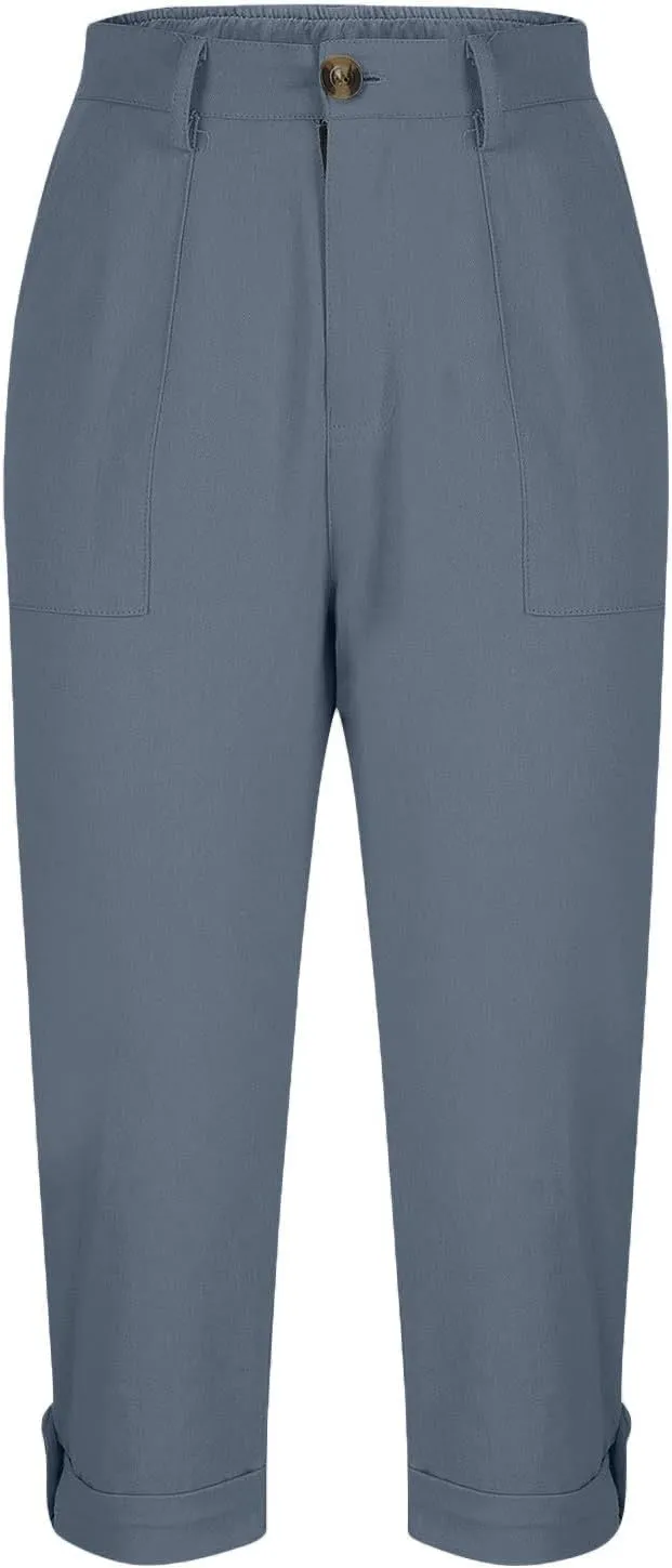 Cargo Pants Women Cargo Capris Capri Pants Dressy Joggers Casual Pull On Cropped Pants with Pockets Work Pants