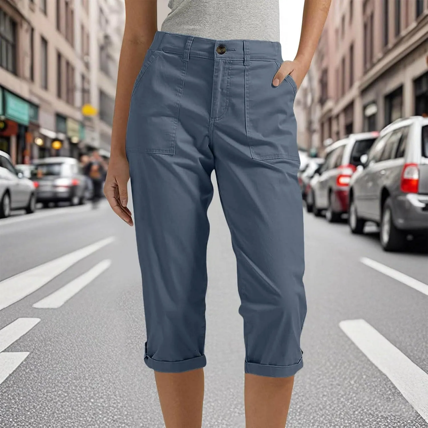 Cargo Pants Women Cargo Capris Capri Pants Dressy Joggers Casual Pull On Cropped Pants with Pockets Work Pants