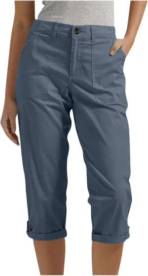 Cargo Pants Women Cargo Capris Capri Pants Dressy Joggers Casual Pull On Cropped Pants with Pockets Work Pants