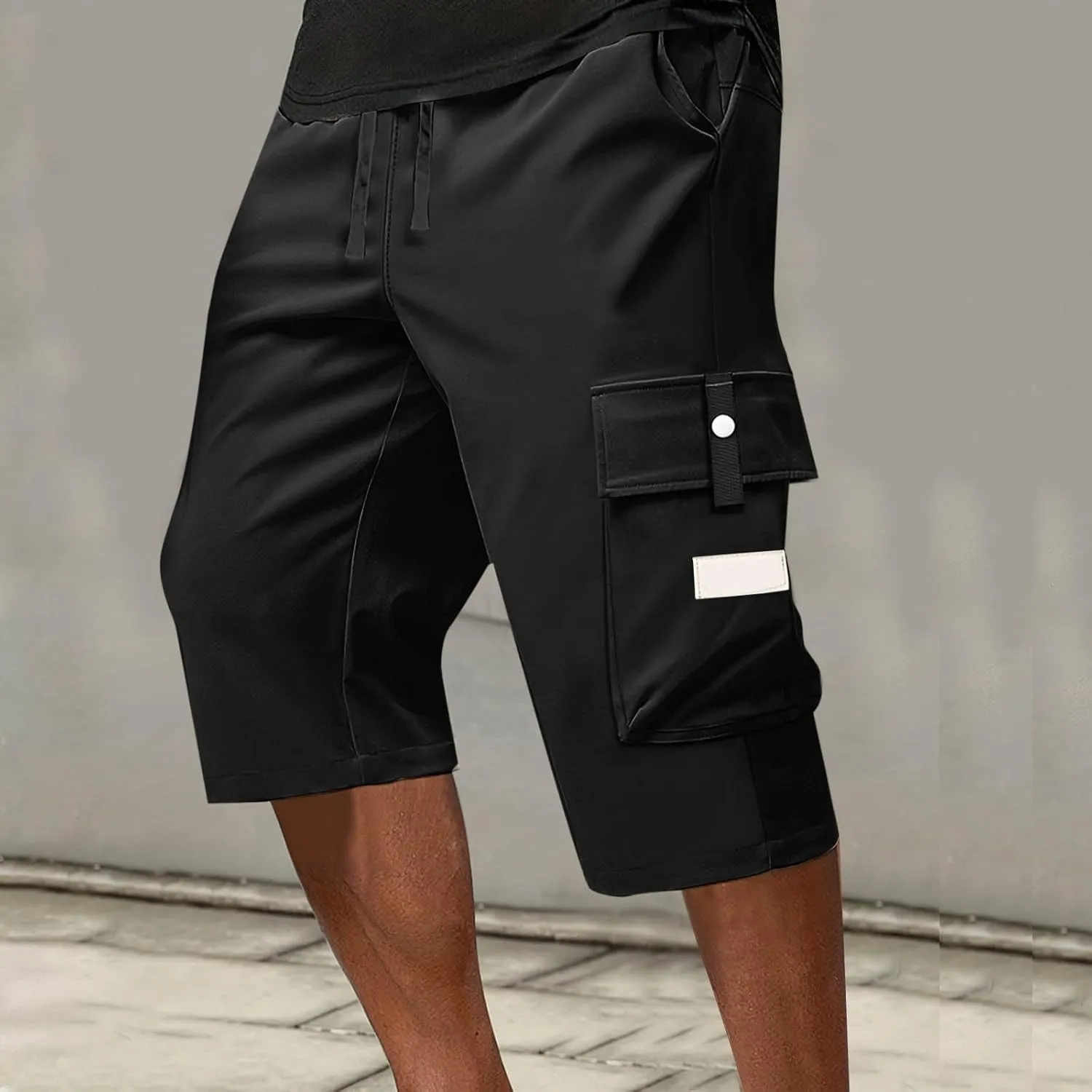 Cargo Shorts for Men Below Knee Lightweight Waterproof Long Shorts Quick Dry Work Bermuda Short Pants Multi Pockets