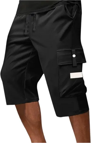 Cargo Shorts for Men Below Knee Lightweight Waterproof Long Shorts Quick Dry Work Bermuda Short Pants Multi Pockets