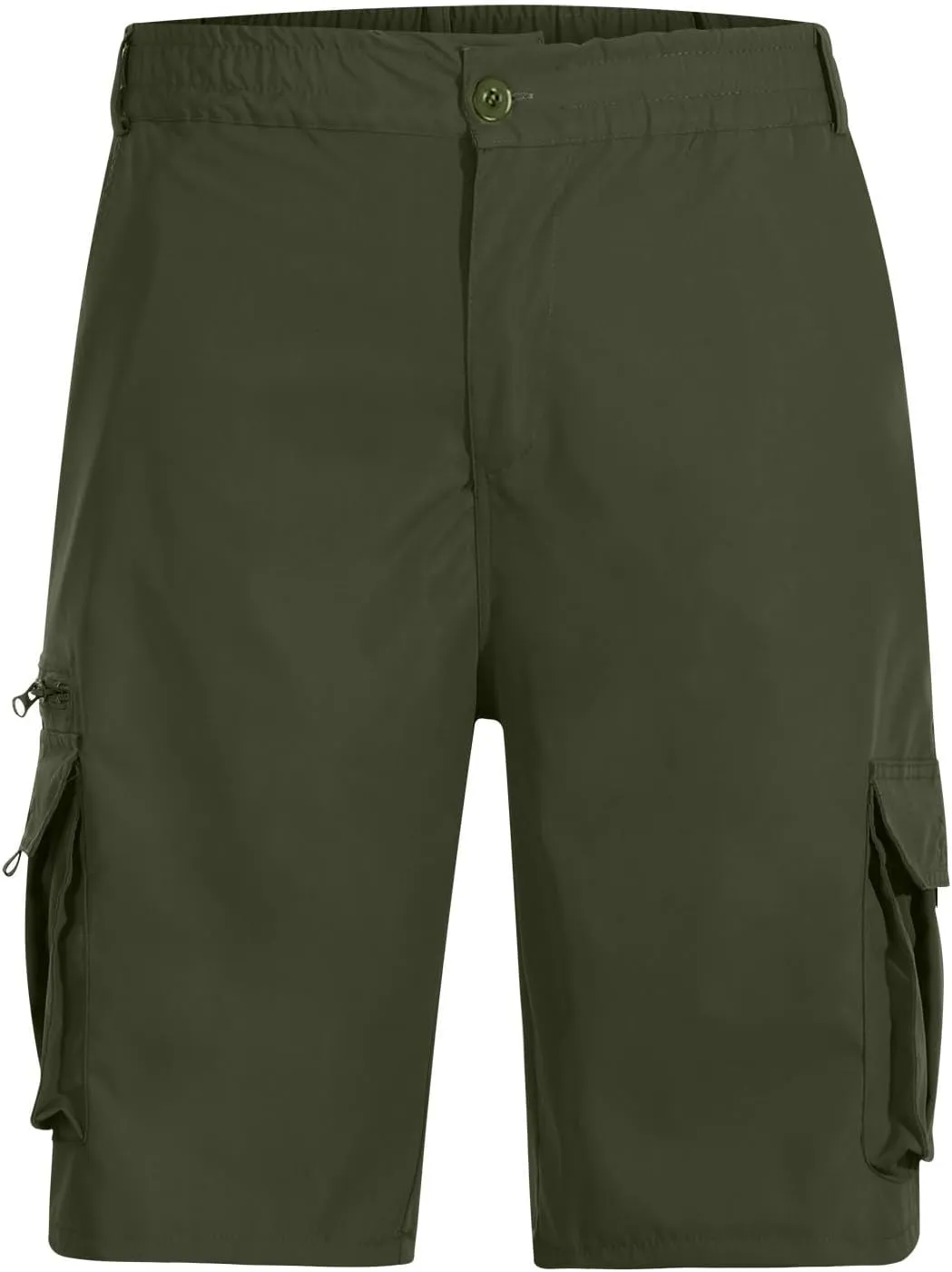 Cargo Shorts for Men Casual Fashion Solid Color Short with Multi-Pocket Button Zipper Elastic Waist Pants Outfits