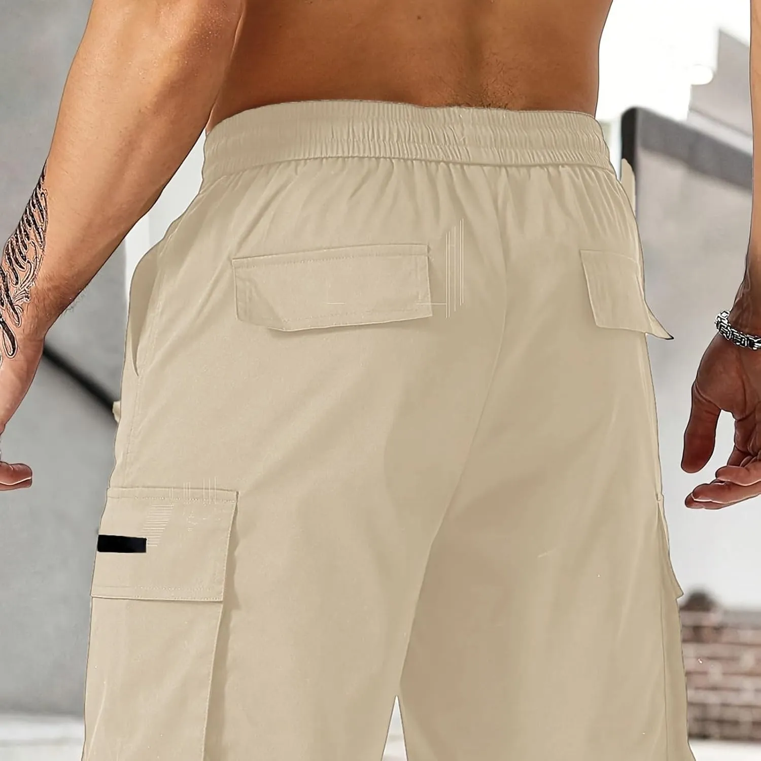 Cargo Shorts for Men Elastic Waist Drawstring Casual Pant 2025 Summer Relaxed Fit Comfy Work Shorts with Multi Pocket