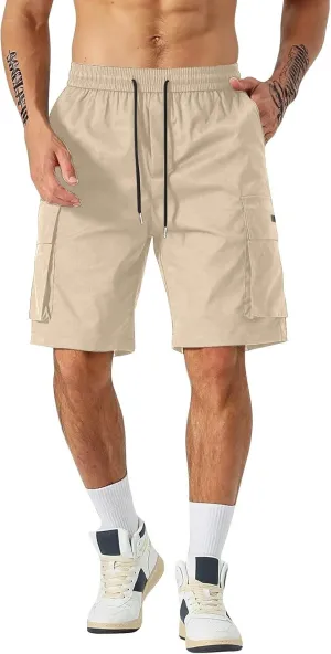 Cargo Shorts for Men Elastic Waist Drawstring Casual Pant 2025 Summer Relaxed Fit Comfy Work Shorts with Multi Pocket