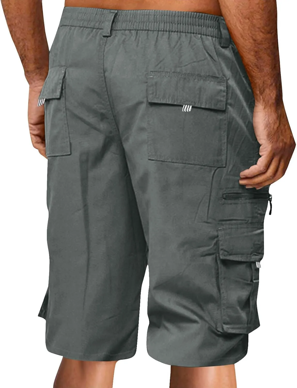 Cargo Shorts for Men Relaxed Lightweight Workout Shorts 2025 Summer Elastic Waist Zipper Golf Tactical SweatShorts