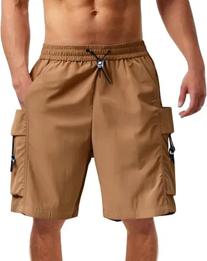 Cargo Shorts for Mens Elastic Waist Drawstring Casual Pants Loose Fit Comfy Summer SweatShorts with Multi Pocket 2025