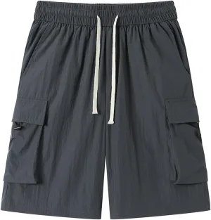 Casual Cargo Shorts for Men Elastic Waist Drawstring Summer Pants 2025 Workout Running SweatShorts with Multi Pockets